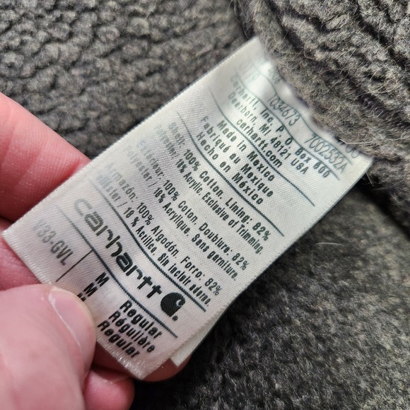 Carhartt V33 Vest Men Medium Sandstone Rugged Sherpa Lined Duck Canvas Work - Picture 8 of 8